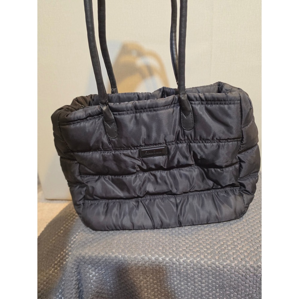 Falchi Sport Black Puffer Tote Bag Quilted Nylon Shoulder Bag Large Everyday Bag